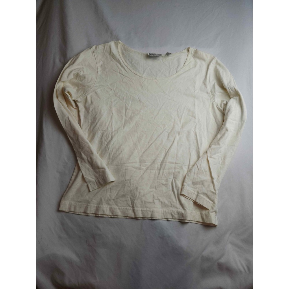 Jay Jacobs Cream Cotton Scoop Neck Long Sleeve Top‎ Womens Medium